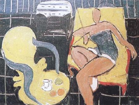 Henri Matisse rDancer and Rocaille Armchair on a Black Background (mk35) china oil painting image